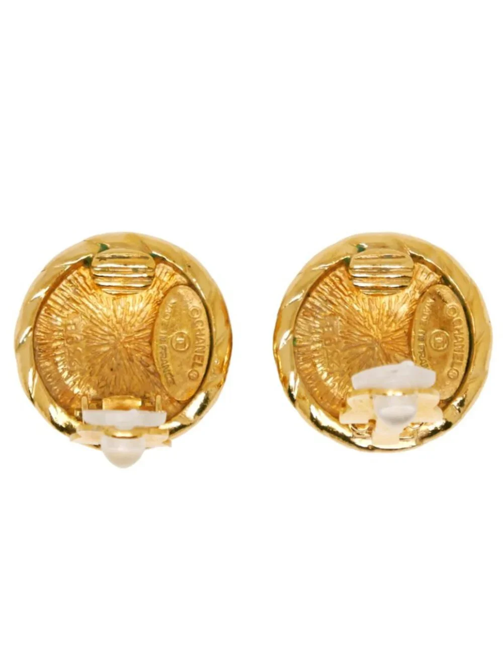 Chanel CC Logo Vintage Gold Plated Earrings